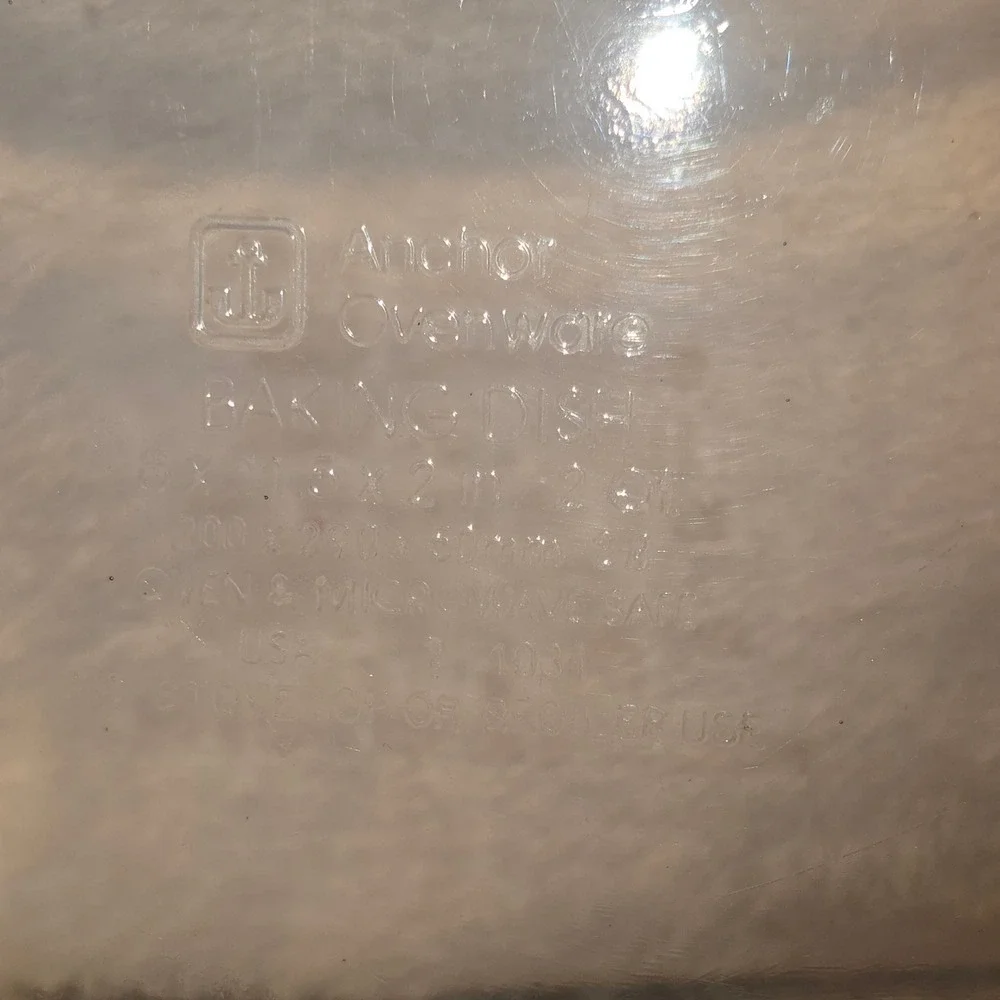 Anchor Hocking Mauve Pink Glass Baking Dish 2 Quart Rectangular Casserole